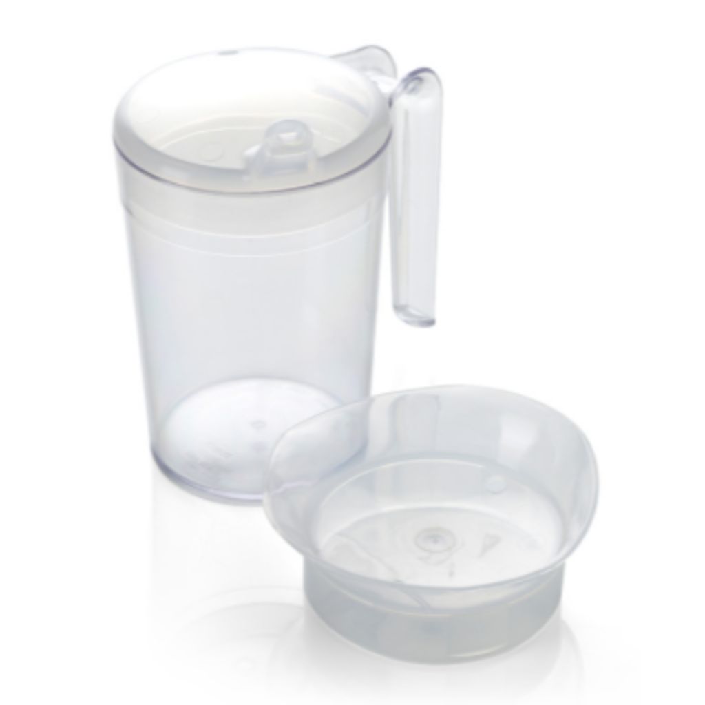 Feeder/Drinking Cup with Handle, Spout Lid and Feeder Lid
