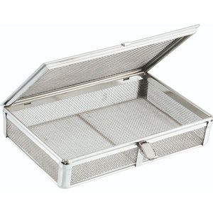 Stainless Steel Fine Mesh Basket Reinforced With Hinged Lid And Locking Clip