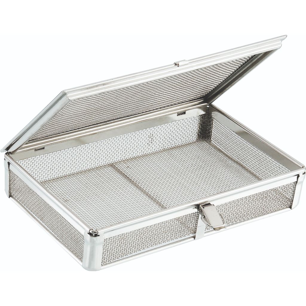Stainless Steel Fine Mesh Basket Reinforced With Hinged Lid And Locking Clip